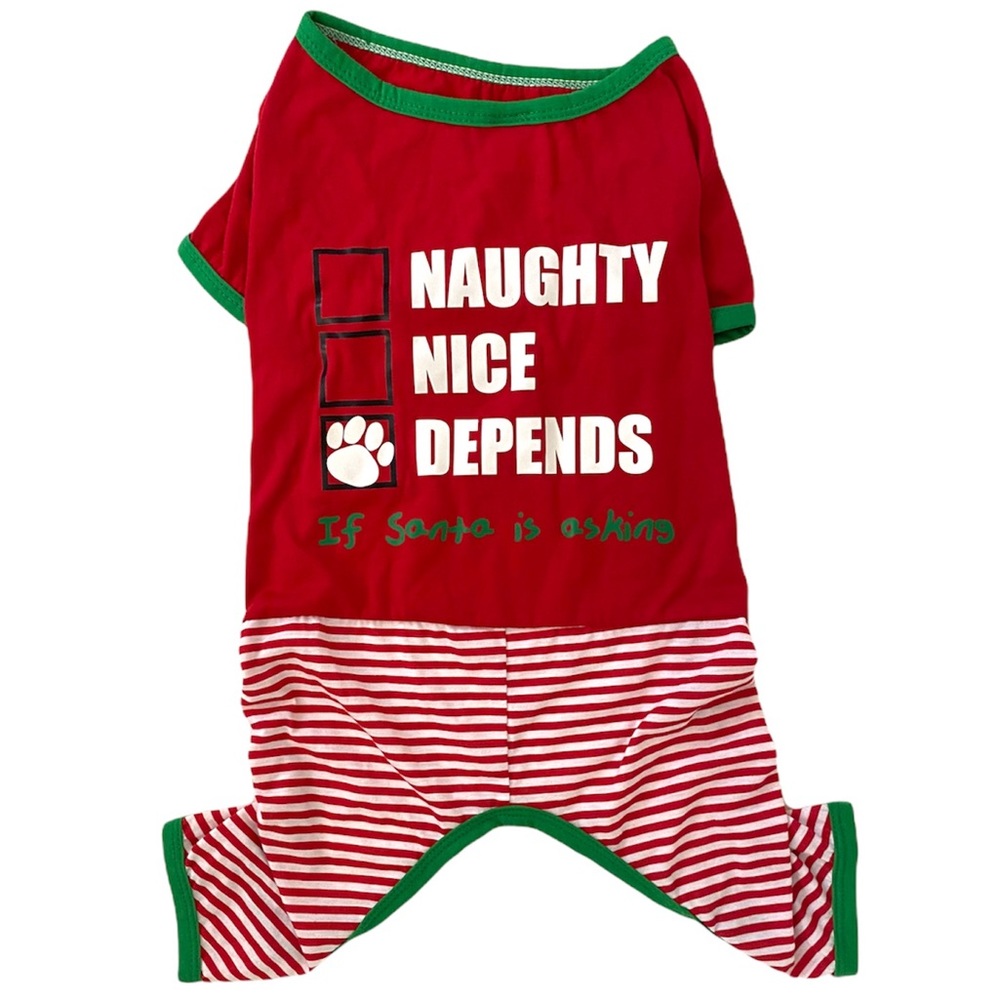 Naughty Nice ‘Depends 🐾 if Santa is asking’ Holiday Pet Pajama